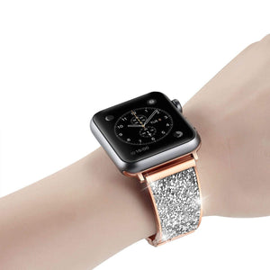 Luxury Diamond Case+strap For Apple Watch band 44mm 40mm 38mm 42mm cover iWatch Series 5 4 3 2 1 Stainless Steel bracelet women
