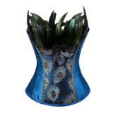 Burlesque Embroidery Peacock Princess Corset showgirl Dance Overbust Corsets Cosplay Feathers Bustier bodyshaper Plus Size S-6XL