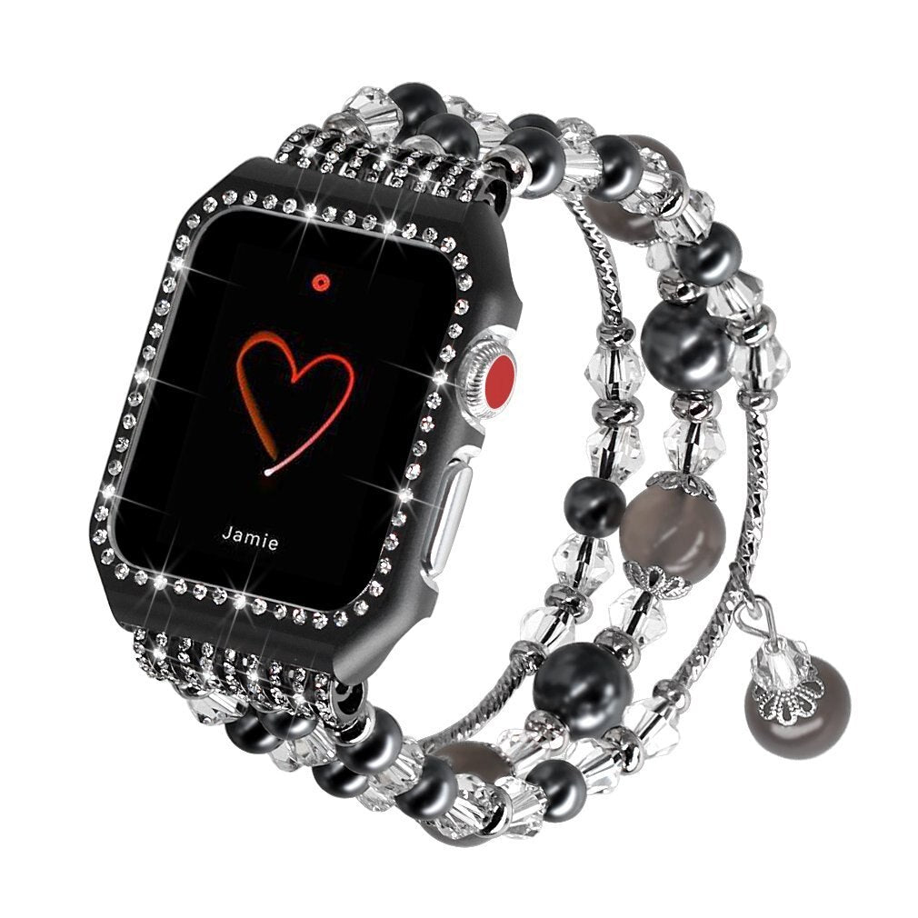 Black Metal Crystal Diamonds Apple Watch Band Women Watch 