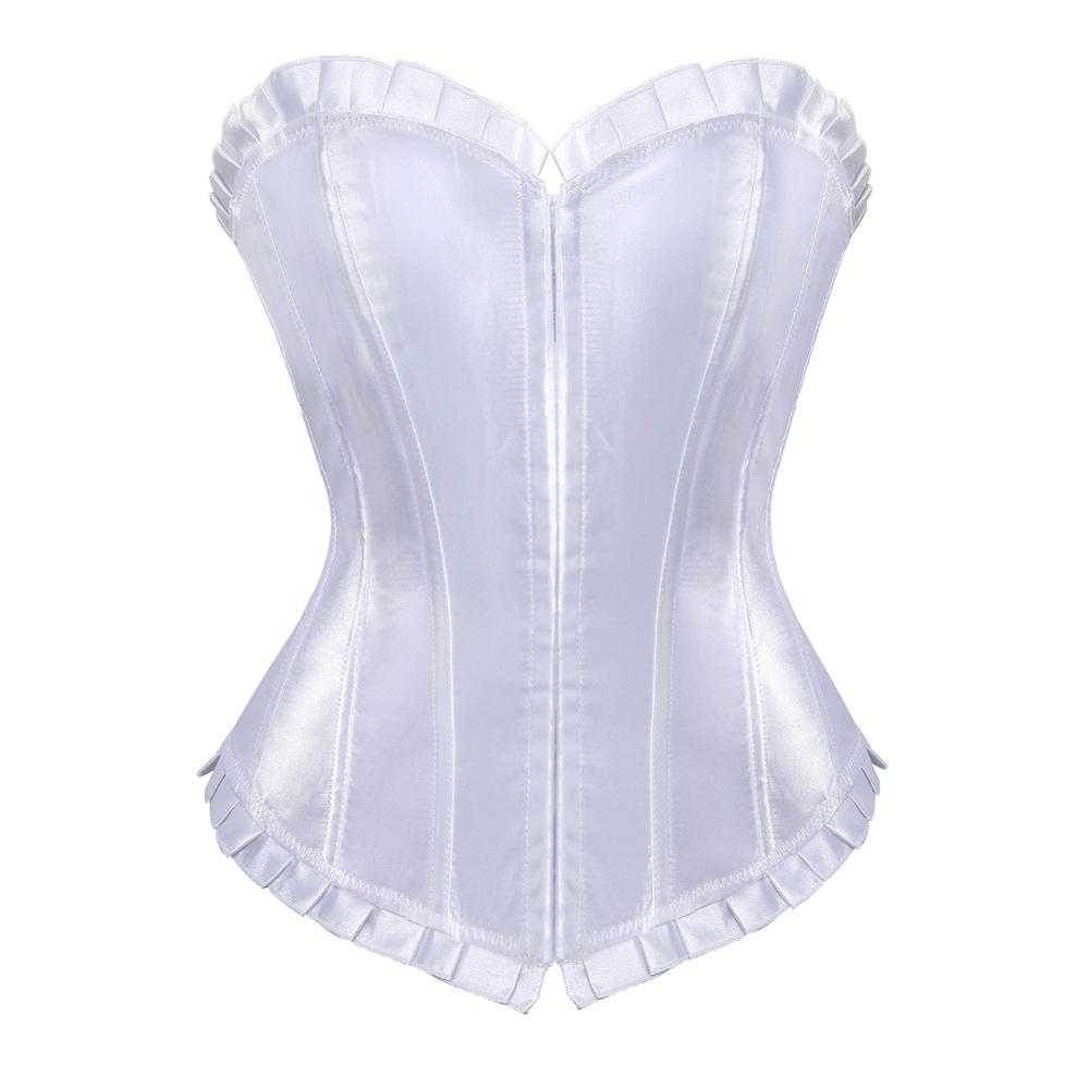  Womens Satin Corsets Top Lace Up Boned Overbust
