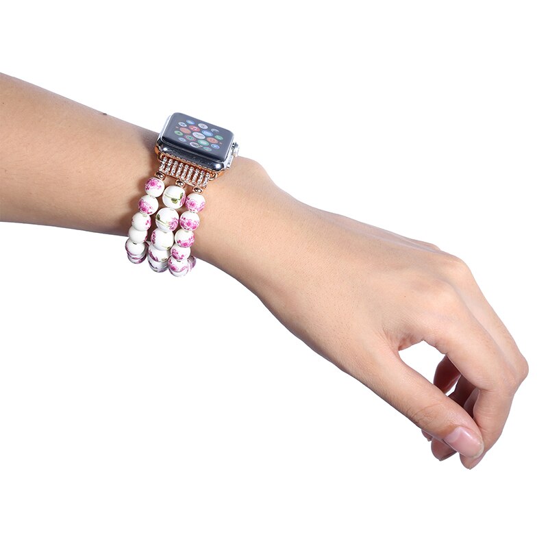 Ceramic Watchband for Apple Watch 44mm 40mm 38mm 42mm Smart Watch Band Strap Bracelet Ceramic Bead Watchband for iWatch SE 6 5 4