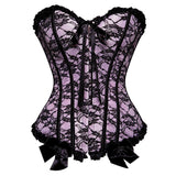 Overbust Corsets Top Sexy Lace Up Floral Bow Bustier Corset Boned Waist Trainer Body Shaping And Slimming Clothing Plus Size