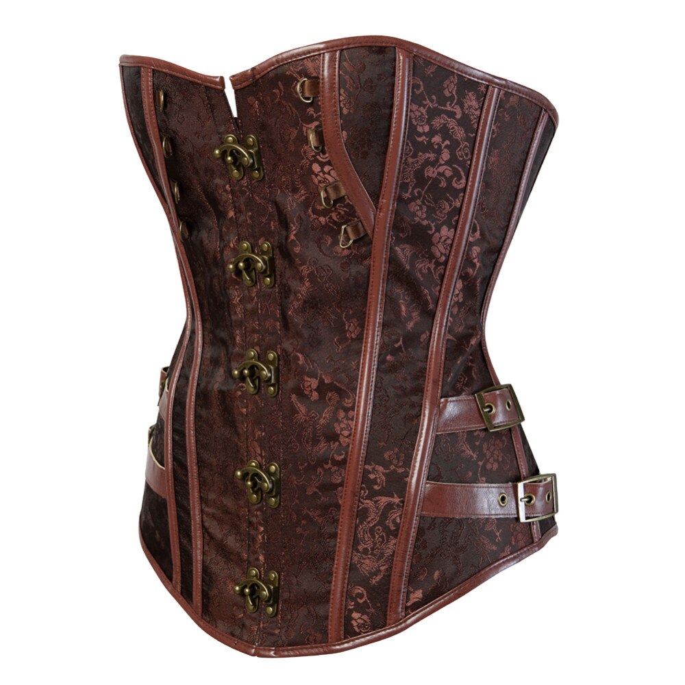 S-6XL Steampunk Corset Overbust Gothic Women Black Brocade Corsets And Bustiers Slimming Waist Trainer Bustier Corselet