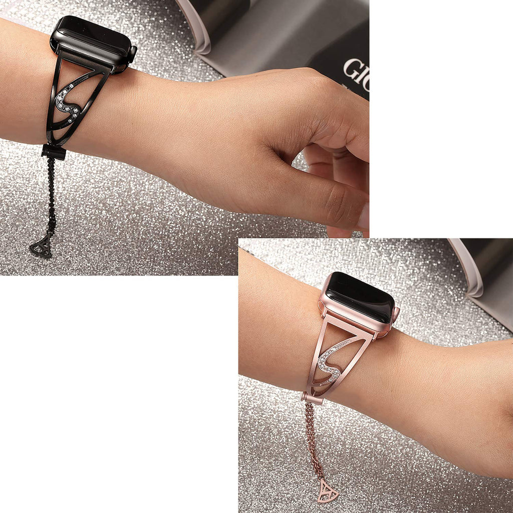 New Diamond watch strap For Apple Watch 38mm 40mm 42mm 44mm Bracelet Women Stainless Steel strap for iwatch Bands Series 5/4/3/2