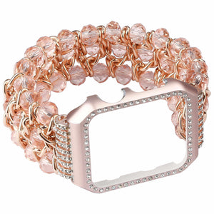 DAHASE Jewel Beads Metal Chain Bracelet for Apple Watch Band 38/42mm Bling Diamond Cover for iWatch Series 1/2/3 Wrist Strap