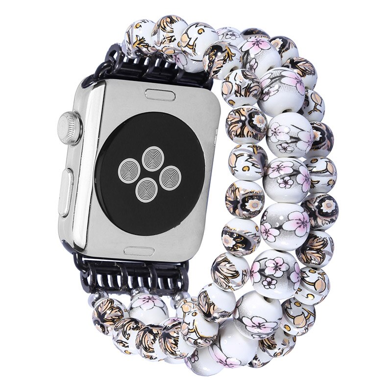 Ceramic Watchband for Apple Watch 44mm 40mm 38mm 42mm Smart Watch Band Strap Bracelet Ceramic Bead Watchband for iWatch SE 6 5 4