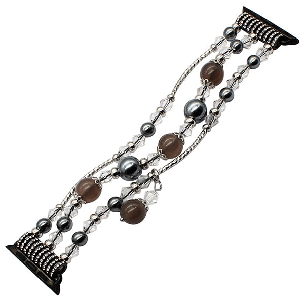 Luxury Agate Bead Watchband for iWatch Apple Watch 38mm 42mm Series 1 2 3 Women Band Flexible Strap Wrist Bracelet with Adapters