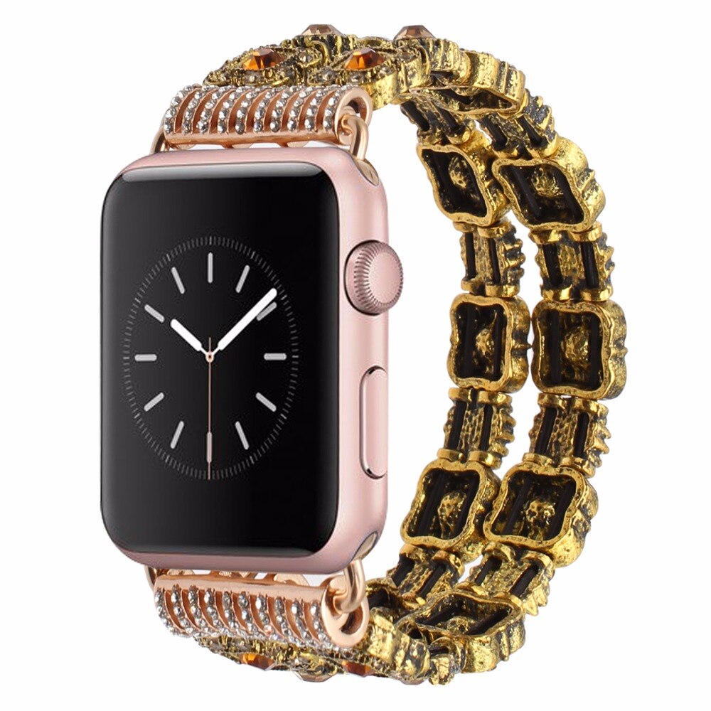 Luxury Agate Bead Watchband for iWatch Apple Watch 38mm 42mm Series 1 2 3 Women Band Flexible Strap Wrist Bracelet with Adapters