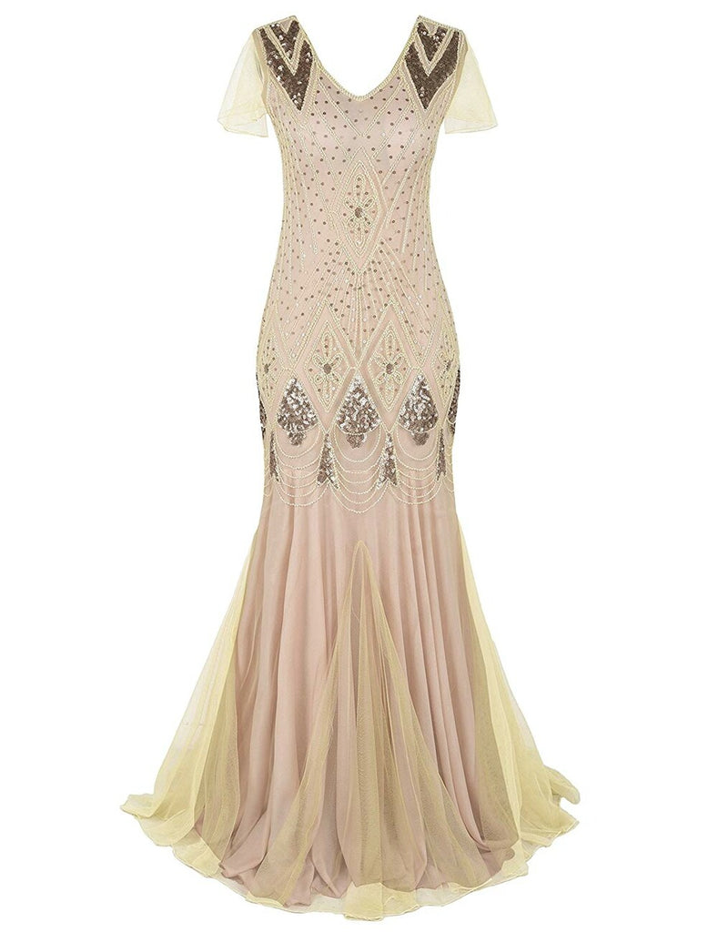 Plus Size Evening Dress Black Golden Sequins Beaded Formal Long Evening Party Dress