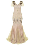 Plus Size Evening Dress Black Golden Sequins Beaded Formal Long Evening Party Dress