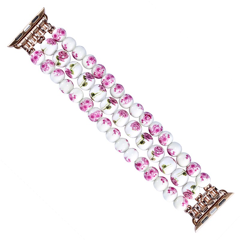 Ceramic Watchband for Apple Watch 44mm 40mm 38mm 42mm Smart Watch Band Strap Bracelet Ceramic Bead Watchband for iWatch SE 6 5 4