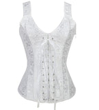 Sexy Brocade Corset with Skirt Straps Lace-up Jacquard Overbust Corset Dress Body Shaper Waist Cincher Bustier Dance Dress