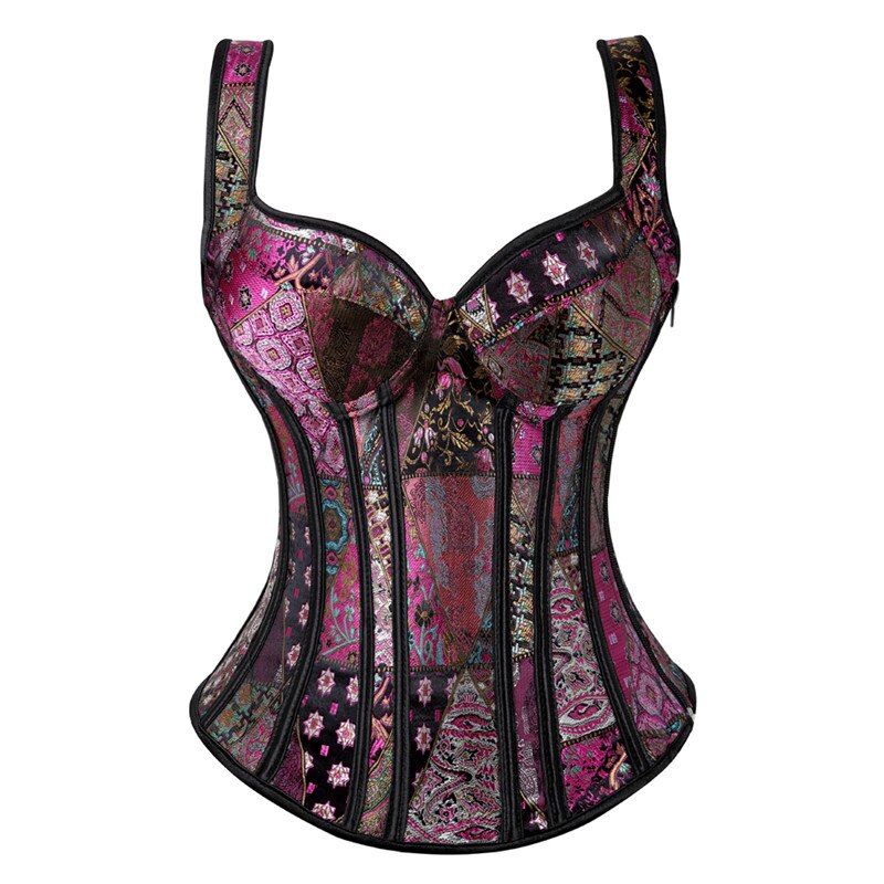 S-6XL Steampunk Sexy Jacquard Shoulder Straps Corset with Cup Lingerie –  jetechband