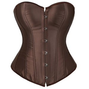 New Women Satin Corset Plus Size Front Buckle Closure Overbust Corselet Gothic Lingerie top Vintage Slim Corselet Plus Size 6XL