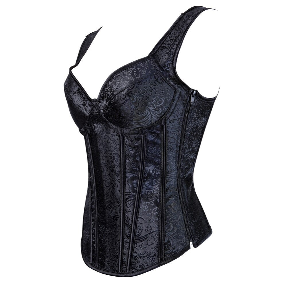Plus Size S-6XL Steampunk Corset Gothic Clothing Sexy Jacquard Zipper Side Overbust Corsets And Bustiers