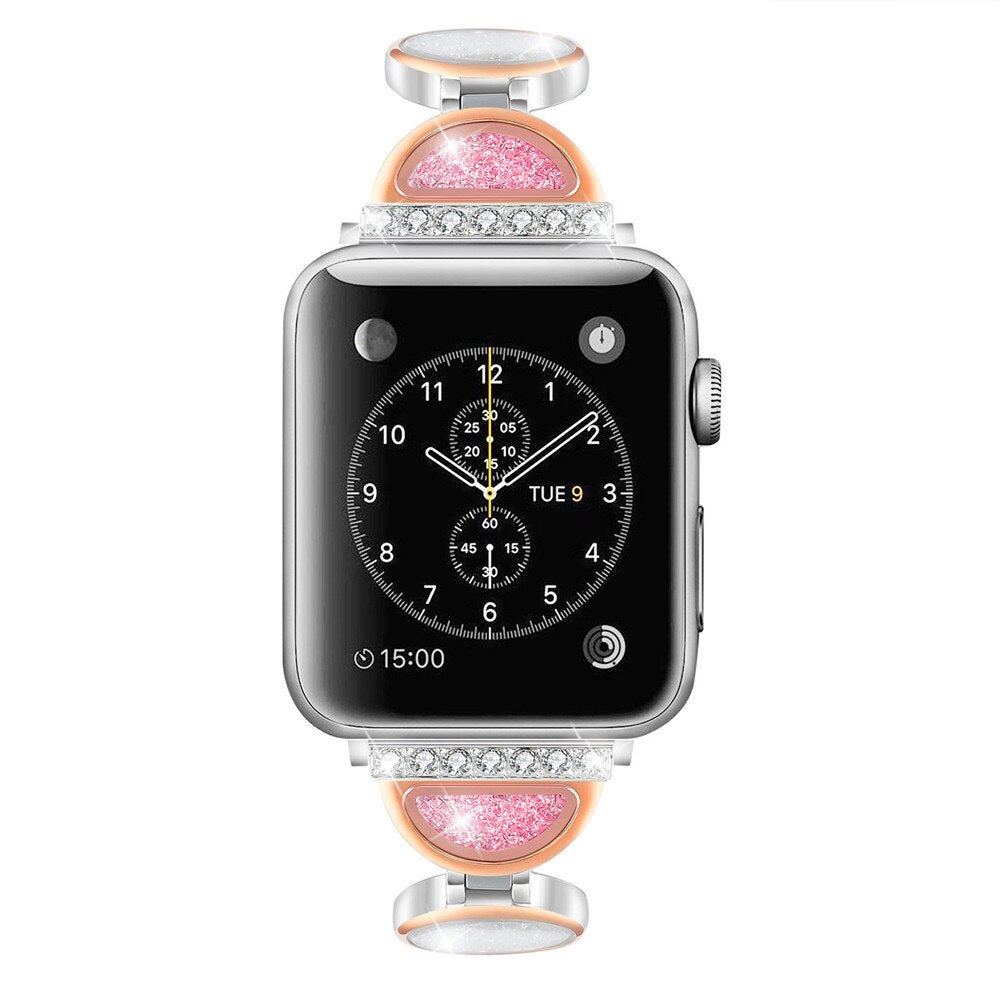Diamond Band Strap For Apple Watch Iwatch 4 3 2 1 Band 42mm 44mm Stainless Steel Replace Strap For Band 38 40mm Woman Bracelet