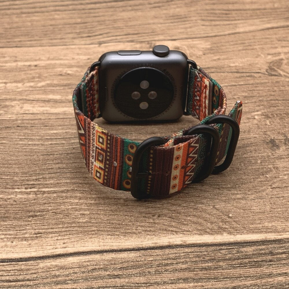 New Bohemian Nylon Band For Apple Watch 38mm 40mm 42mm 44mm Nylon Strap Apple iWatch Band Series 3 4 5 6 Sports National Pattern