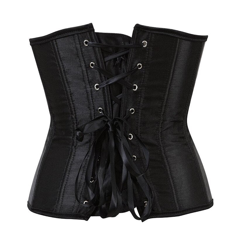 Sexy Solid Corset Waist Shapers Everyday Waist Cinchers Slimming Shapewear Lace Up Satin Underbust Corsets S-6XL