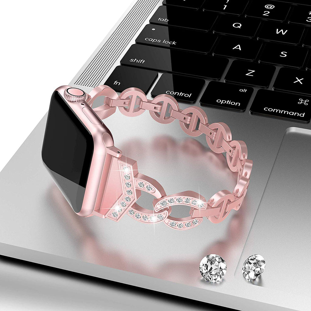 Diamond Stainless Steel strap For Apple Watch band 38mm 42mm 40mm 44mm Bracelet woman watchband for iWatch Series 4 3 2 1 belt