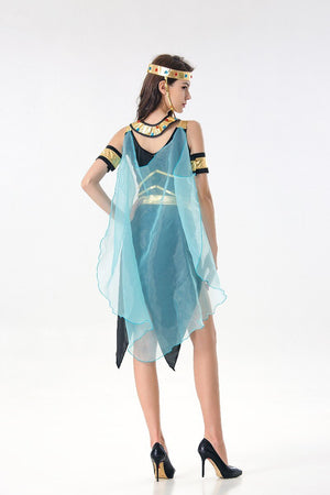 5 Pcs Deluxe Sexy Ancient Egyptian Costumes Pharaoh Empress Cleopatra Queen Halloween Cosplay Clothing for Girl's Fancy Dress