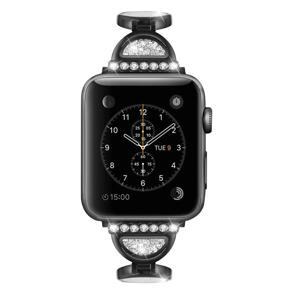 Diamond Band Strap For Apple Watch Iwatch 4 3 2 1 Band 42mm 44mm Stainless Steel Replace Strap For Band 38 40mm Woman Bracelet