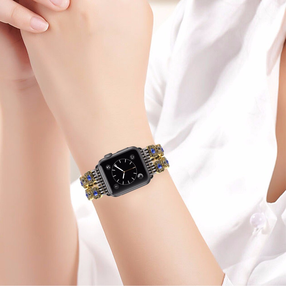 Luxury Agate Bead Watchband for iWatch Apple Watch 38mm 42mm Series 1 2 3 Women Band Flexible Strap Wrist Bracelet with Adapters