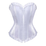 Hot Sell Black Satin Sexy Overbust Lace Up Slimming Corset And Bustier Top Shaper For Women Plus Size S-2XL