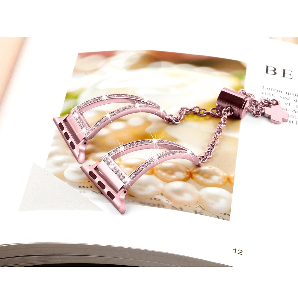 Bling bracelet For Apple Watch band 40mm 44mm 38mm 42mm Ladies Diamond stainless steel metal belt iWatch series 3 4 se 6 strap