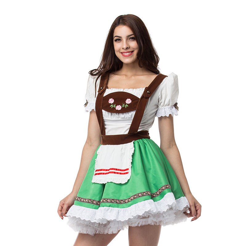 Adult Women Oktoberfest Beer Girl Maid Costume Bavarian German Wench Dirndl Fancy Dress