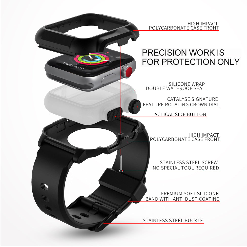 Waterproof Shock Proof Impact Resistant case for Apple Watch series 3 2 Soft Silicone band for iwatch band 42mm accessories