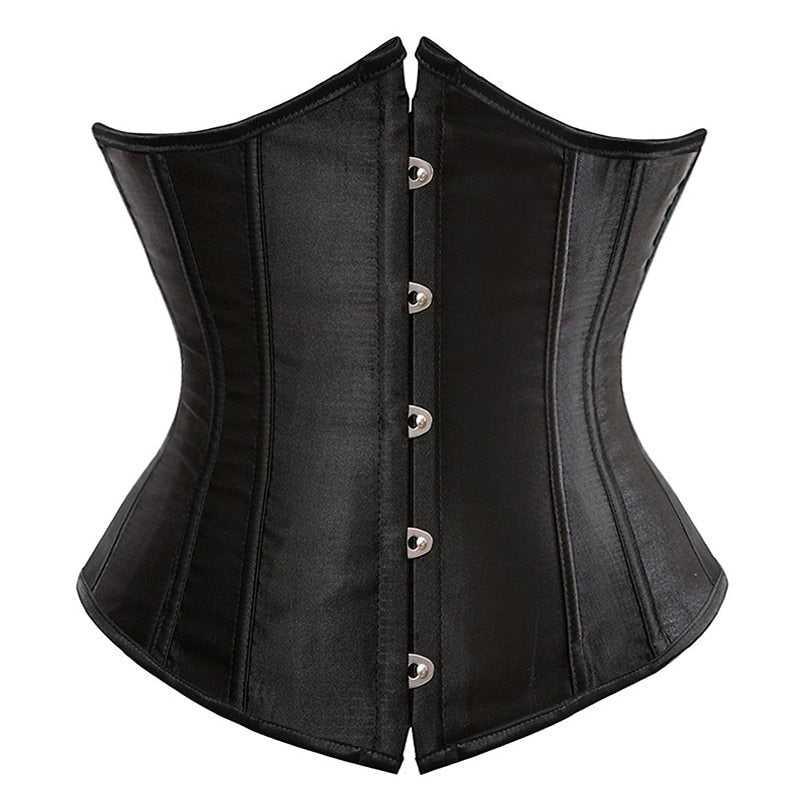Sexy Solid Corset Waist Shapers Everyday Waist Cinchers Slimming Shapewear Lace Up Satin Underbust Corsets S-6XL