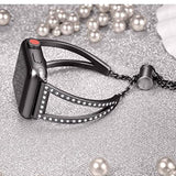 Diamond Stainless Steel Strap For Apple Watch Band 6 44/40mm 38/42mm iWatch Series Bands 6 SE 5 4 3 jewelry Womens Belt Bracelet
