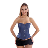 Women Sexy Blue Denim Buckle Overbust Corset Gothic Strapless Retro Corsets Waist Cincher Bustier Sexy Lingerie Top Plus Size