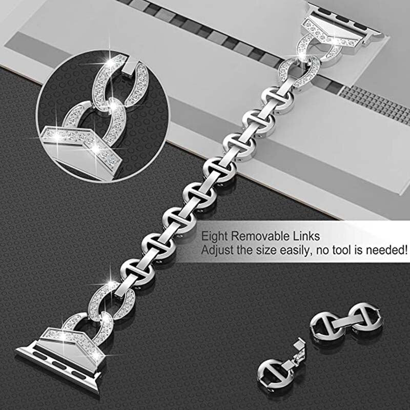 Women Jewelry Stainless Steel Strap for Apple Watch Band 44/40mm 38/42mm Diamond Belt for iWatch Bands Serie SE 6 5 4 3 Bracelet