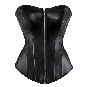 Women Sexy Faux Leather Overbust Corset  Waist Cincher Body Shaper Slim Burlesque Corset Bustier Lingerie Top Plus Size S-6XL
