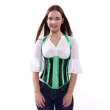 Women Sexy Striped Underbust Corset Burlesque Waist Cincher Slimming Lace Up Halter Straps Corset Bustier Lingerie Top Plus Size