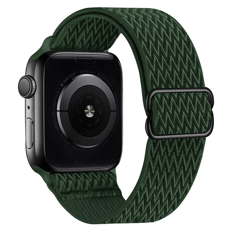 Adjustable Elastic Nylon solo Loop Strap for Apple watch band 44mm 40mm 38mm 42mm Scrunchie bracelet iWatch series 3 4 5 6 se