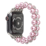 Elegant Watchband Compatible for Apple Watch Band 38mm 40mm 42mm 44mm Pearls Beaded Stretch Bracelet Watch Strap Bands for Women