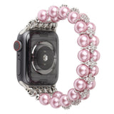 Pink Pearl Bling Correa for Apple Watch Band 38mm 40mm Series 6 5 4 3 Bracelet Women Stretchy Beaded Strap iWatch SE 42mm 44mm