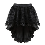 Women Gothic Floral Lace Ruffled Skirt Asymmetrical High Low Skirt Steampunk Pirate Skirts Halloween Costumes Plus Size