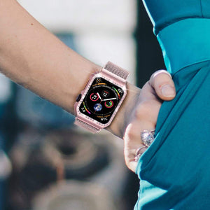 strap+Diamond Case for Apple Watch 38mm 40mm 44mm 42mm Stainless Steel strap Milanese Loop Bracelet for iWatch 5 4 3 2 1 bands