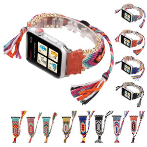 Fabric Braided Rope Strap for Apple Watch band 5 4 2 40/44mm 38/42mm nylon Adjustable Bracelet Band Watchband for iWatch 5/4/3/2