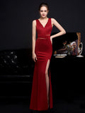 Women Elegant V Neck Backless Party Maxi Dress Beads Formal White Evening Dress