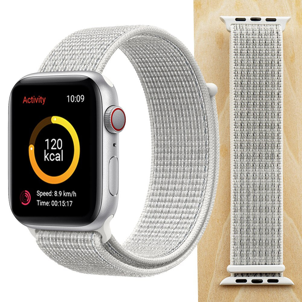 High Quality Nylon Sport Loop Replacment for Apple Watch band 44mm Series 5 4 3 2 1 Breathable Woven Strap 42mm iwatch 40mm 38mm
