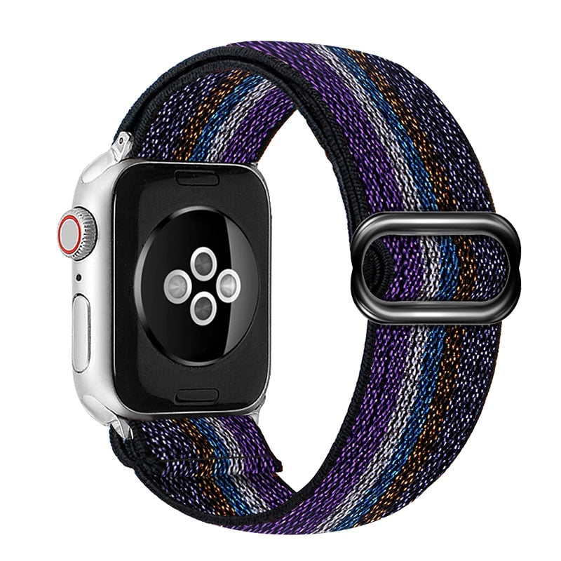 Bohemia Elastic Nylon Loop Band For Apple Watch 6 38mm 40mm 42mm 44mm Watch Adjustable Elastic Strap For Iwatch Series 6 5 4 3