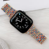 For Apple Watch 6 5 4 3 2 1 SE Women Style Watch Band Colored Five Beads Diamond Strap For iWatch 44mm 40mm 42mm 38mm Bracelet