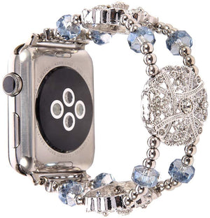 Metal elastic bracelet compatible Apple watch 44mm 42mm 40mm 38mm Replacement belt for iwatch 6 5 4 321SE Hand-beaded metal band