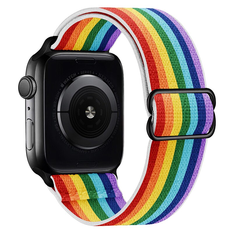 Scrunchie Strap for Apple watch band 44mm 40mm 38mm 42mm Adjustable Elastic Nylon solo Loop bracelet iWatch series 3 4 5 6 se