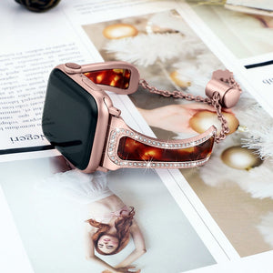 Stainless Steel Band For Apple Watch Diamond Resin Bracelet Strap