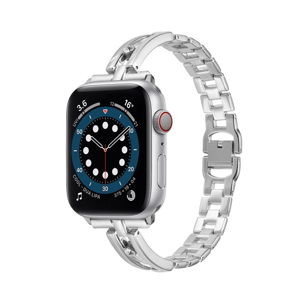 Diamond Stainless Steel Strap For Apple Watch Band 6 40mm 44mm Women's Metal Luxury Bracelet iwatch series 6 5 4 SE 3 38mm 42mm